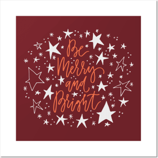 merry and bright with stars Posters and Art